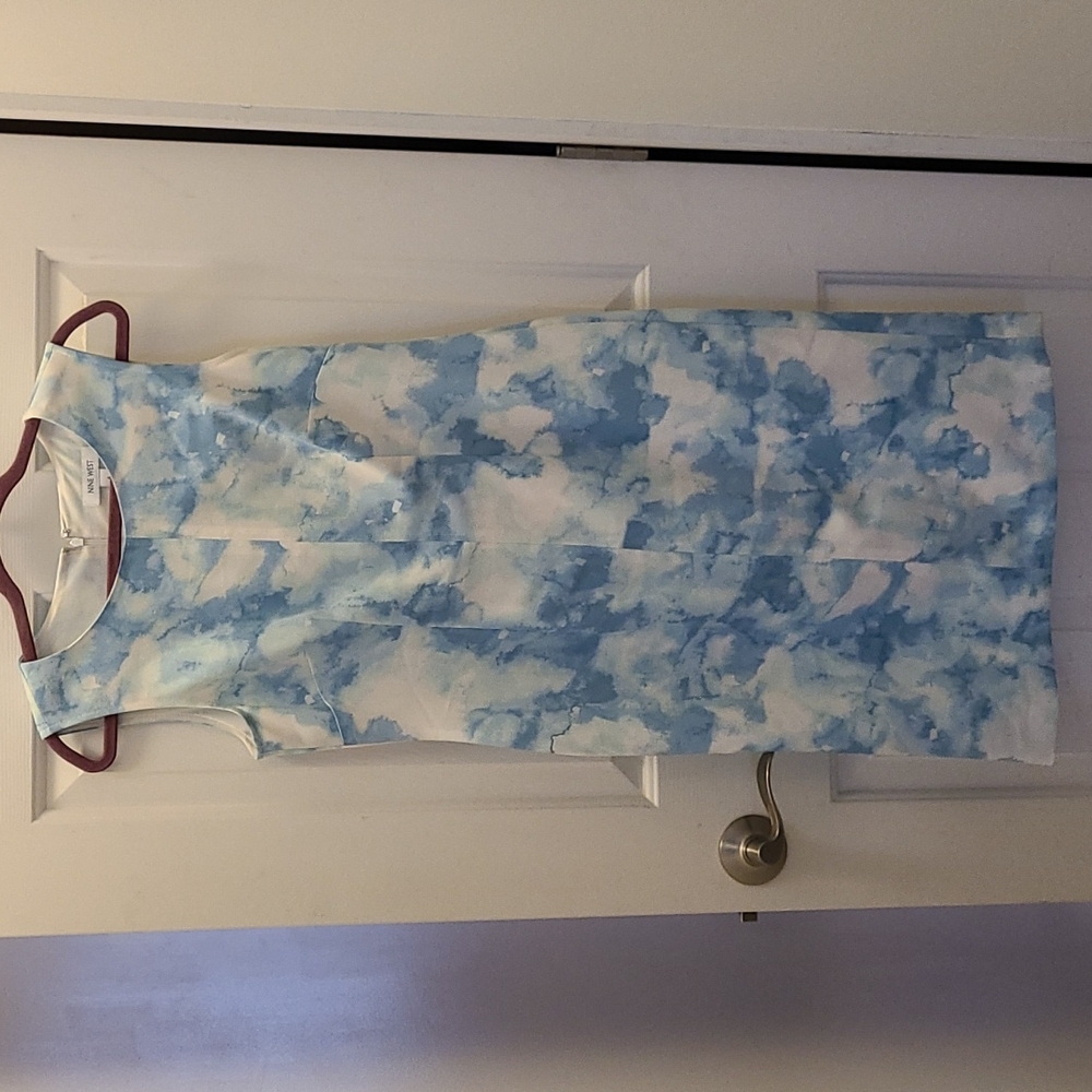 White with blue Sleeveless spring dress